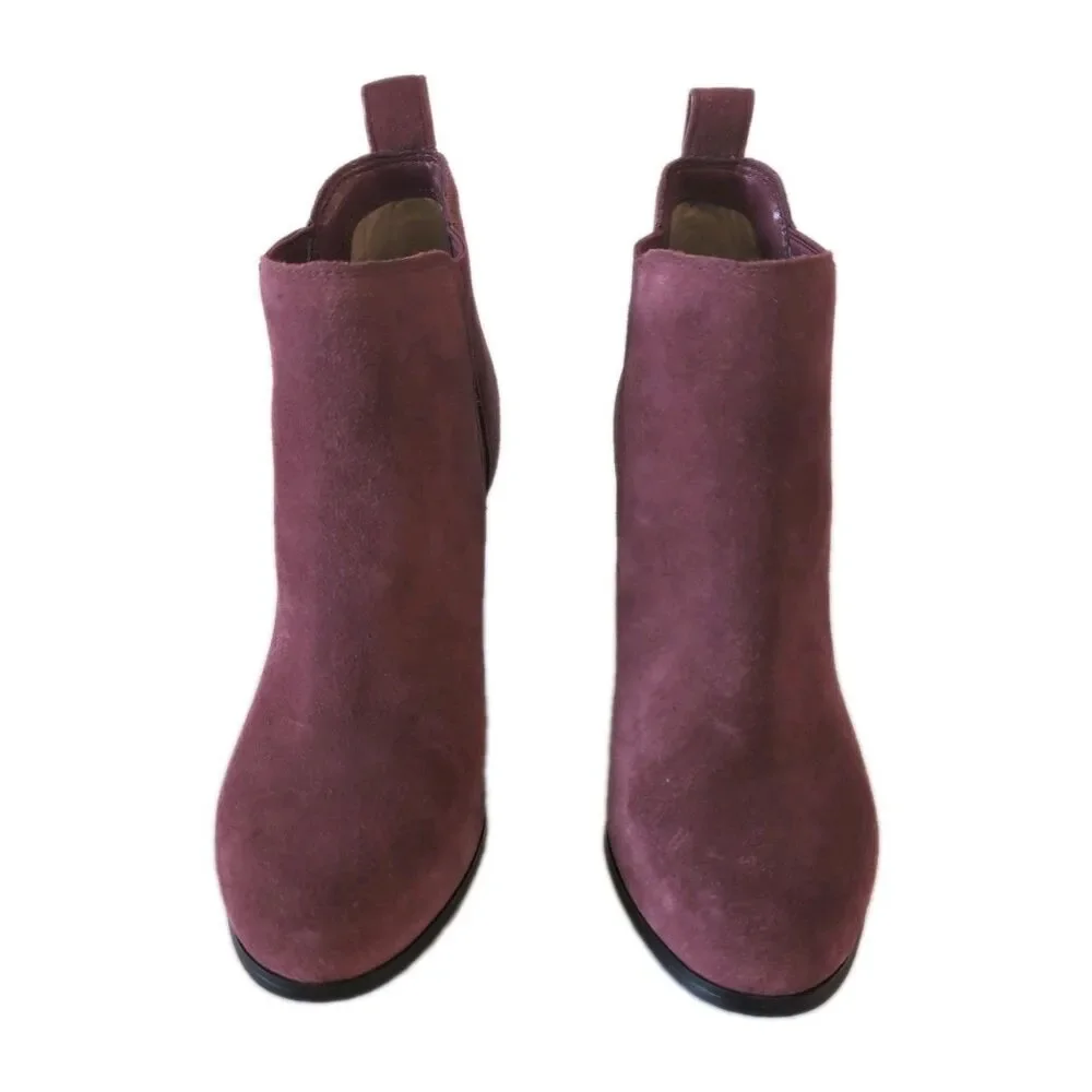 Michael Kors Magenta Suede Ankle Boots 4 Inch Heel Booties Women's Size 8